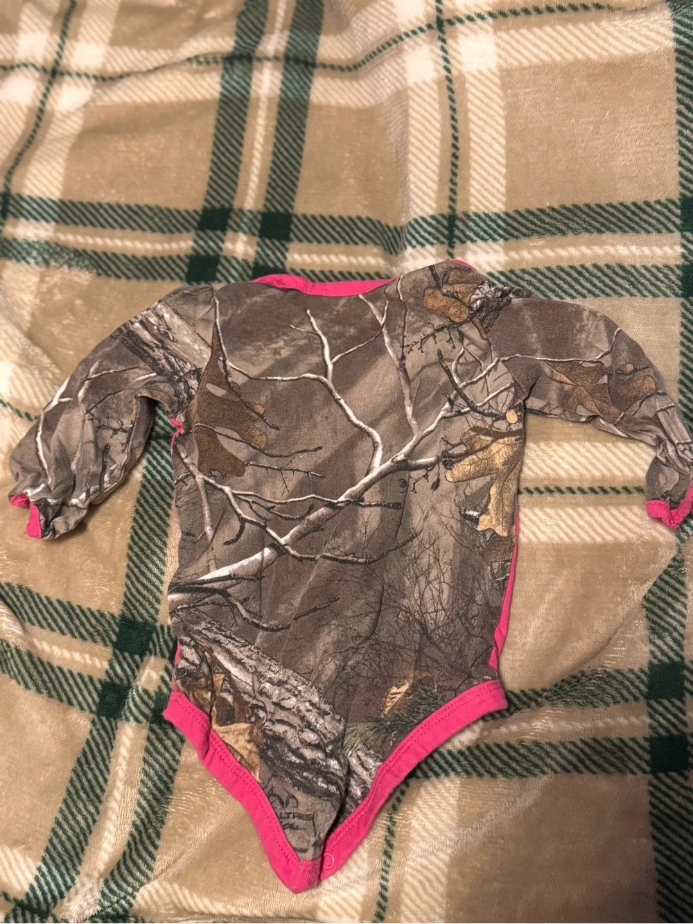 Carhartt Pink Long-Sleeve Baby Bodysuit with Deer Graphic